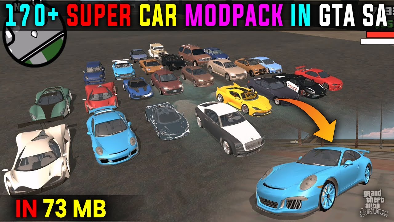 170+ Vehicle MODPACK For GTA San Andreas MOBILE | ONLY DFF | in 73MB