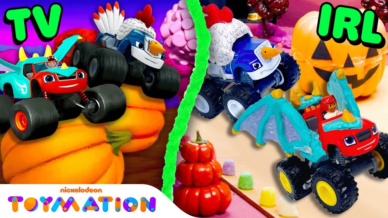 Blaze Beats Crusher In Halloween Race! | Blaze and the Monster Machines Toys | Toymation
