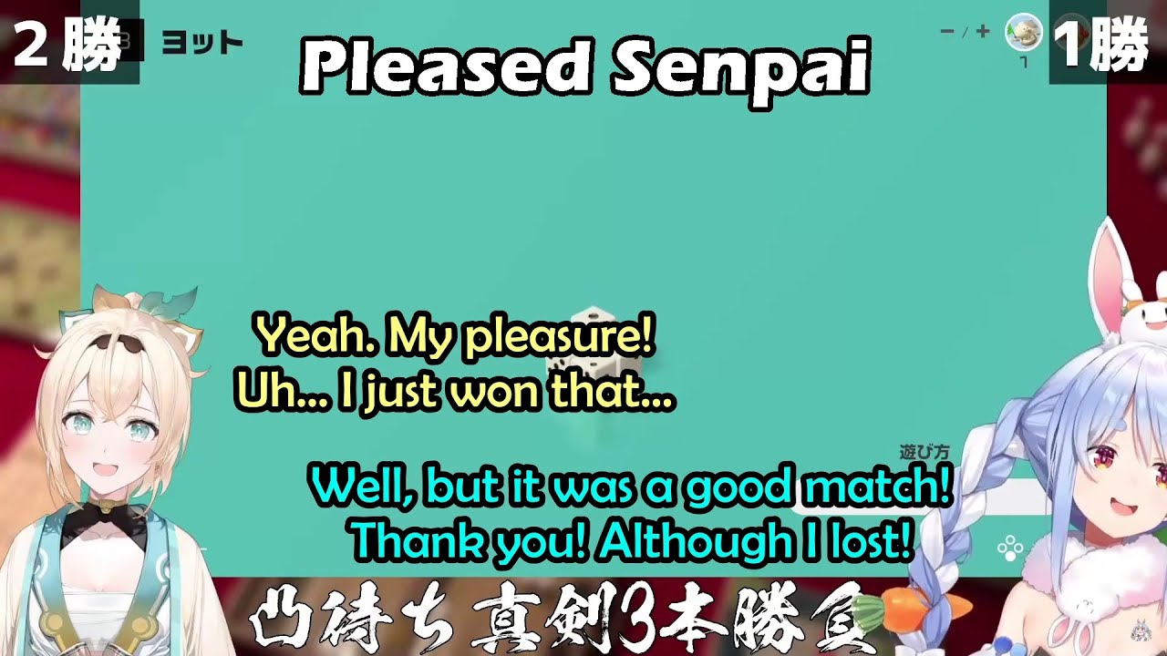 Lucky Rabbit Pekora Pleased When Losing To Iroha Her Cute Samurai Junior From HoloX