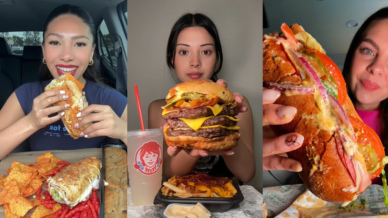TIKTOK Mukbang Compilation | Five Guys, Shake Shack, Wendy’s, In-N-Out, Subway & More! 🍔🥪🍟🔥