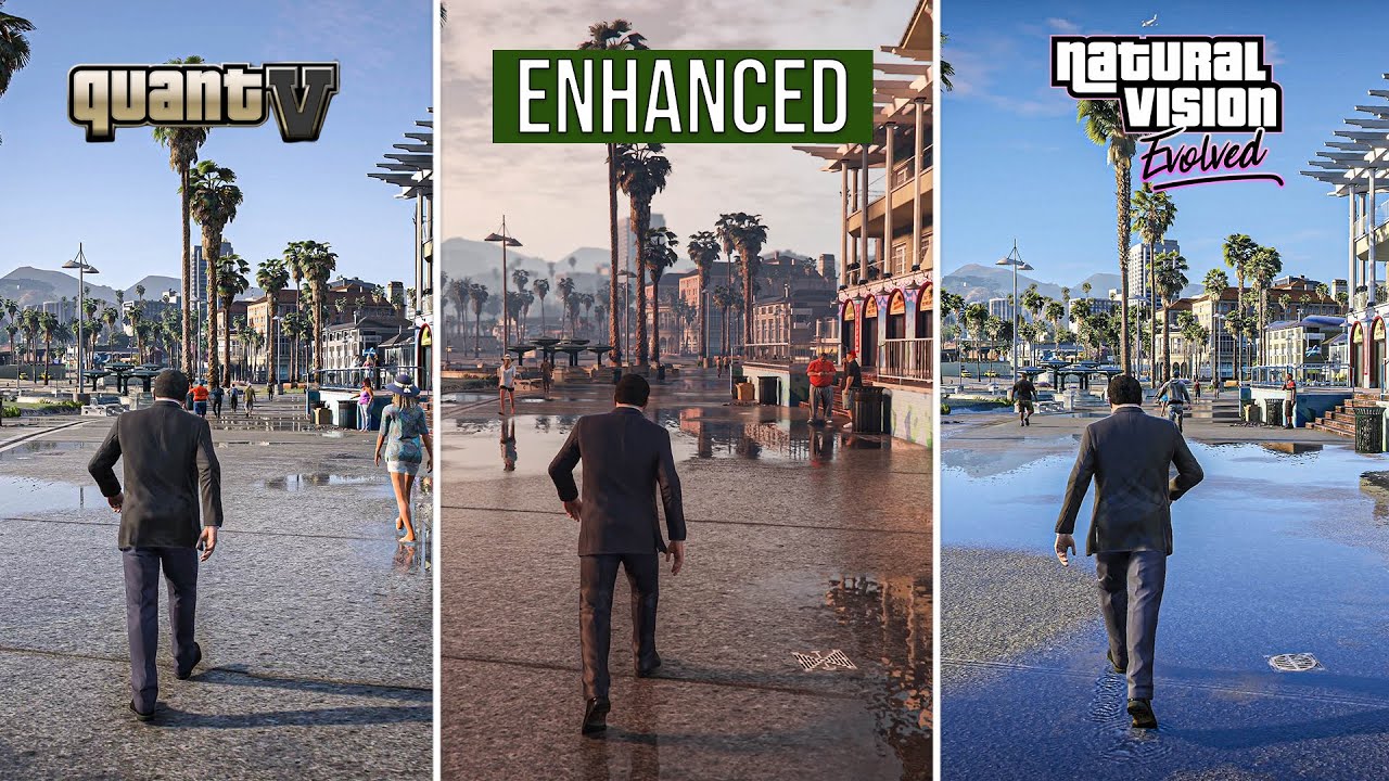 GTA 5 Enhanced vs QuantV vs NaturalVision Evolved | Graphics Comparison in 4K