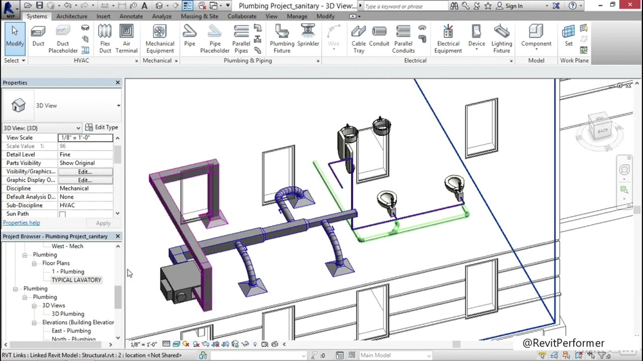 Revit MEP : Work with Plumbing_Pipings_Ducts.
