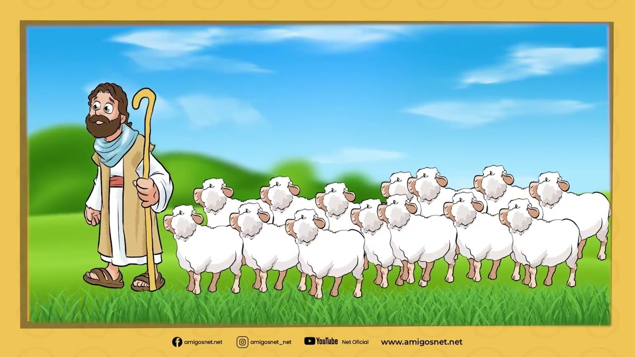 Evangelio Juan 10, 2, 3b-5, 10b-11, 14-16  La Parábola del Buen Pastor ilustrada para niños