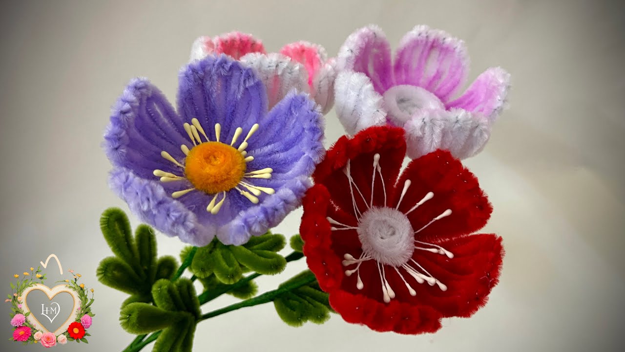 Cách làm hoa Anh Túc 5 cánh bằng kẽm nhung - How to make a Poppies flower ! #hms2