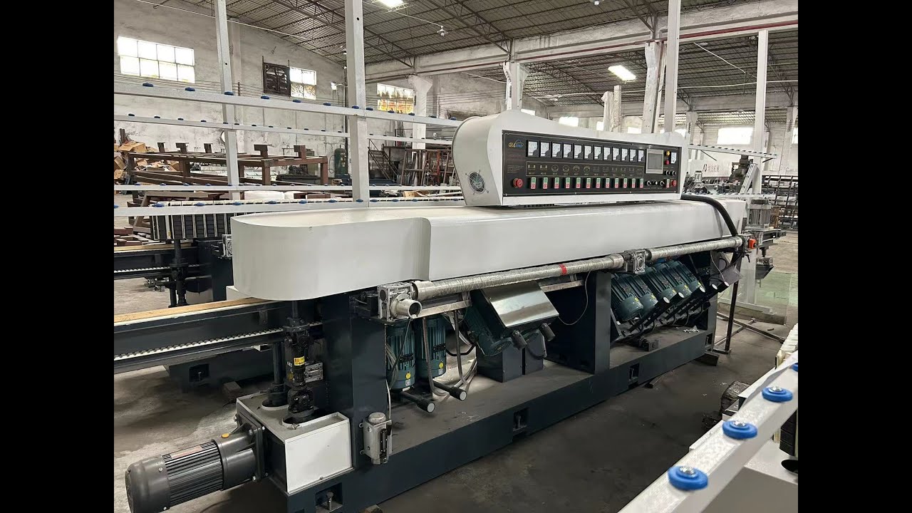 PLC 11 Motors Straight Line 45 Degree Glass Mirror Edging Polishing Machine #glassmachine