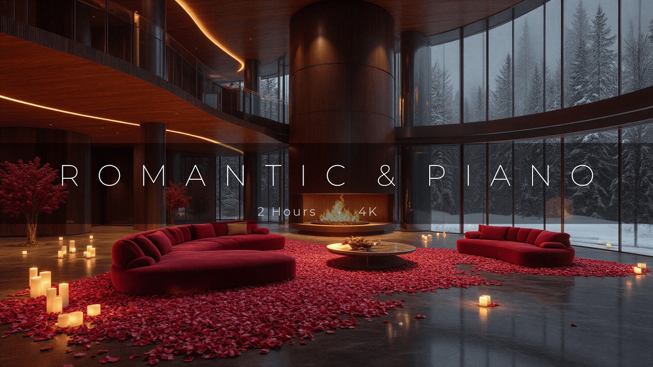 Romantic Piano & Fireplace ❤️ Valentine’s Day Luxury Ambience for Date Night