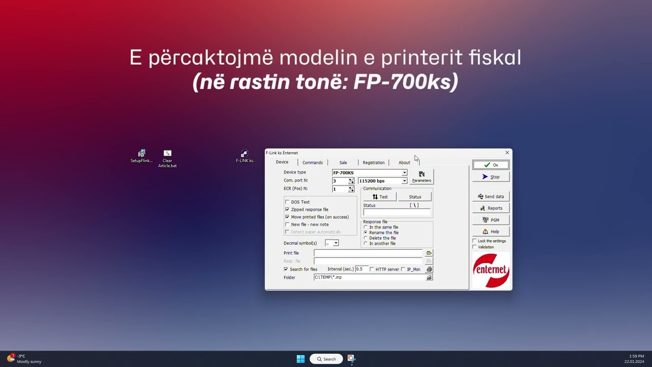 ENTERNET - Udhëzues për instalimin e Printerit Fiskal me programin F-LINK