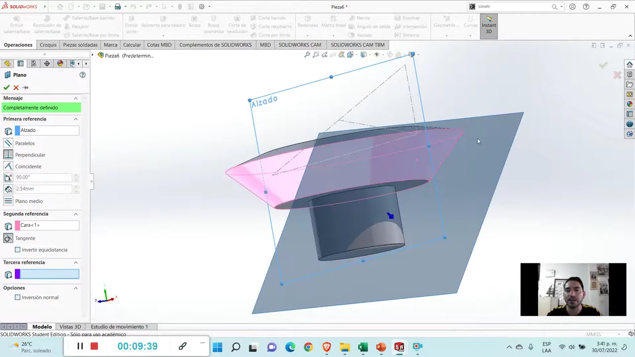 9. Práctica en SolidWorks, Engrane Cónico (rueda cónica).