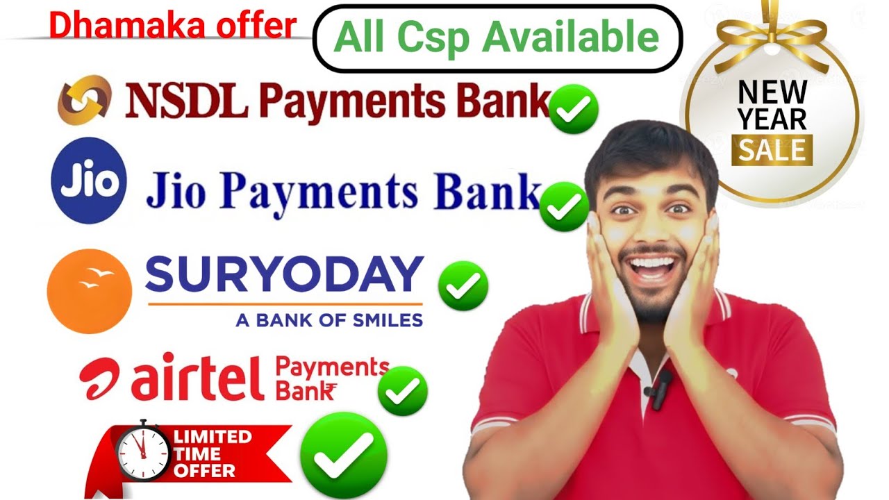 All Csp Available, Nsdl csp, kotak mahindra Bank csp,Suryoday small finance csp, jio bank csp,..