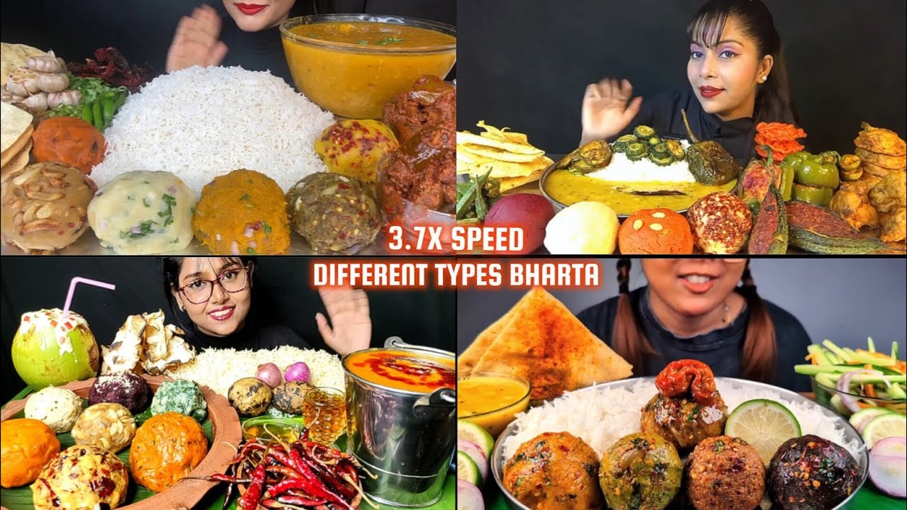 ASMR: Eating Different Types Of Bharta Eating Challenge 😍😋 Dal Chawal Beingan Fry Mukbang🔥
