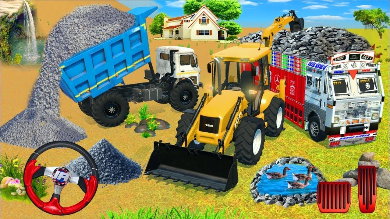 😱 JCB vs Truck Stone Loading Challenge 🚜 | Indian Vehicles Simulator 3D