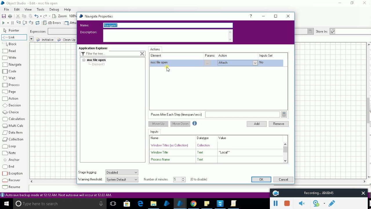 Issue in attaching msc file in blueprism