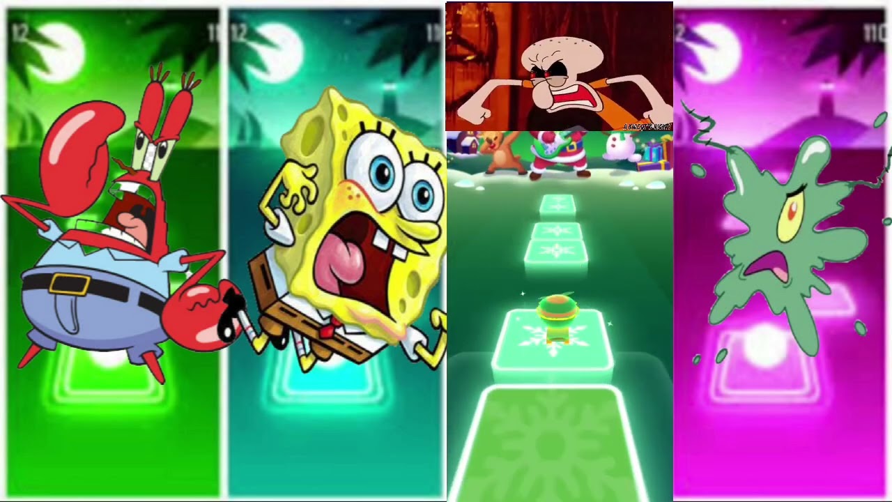 Mr karbs vs SpongeBob vs squidward vs plankton Edm rush tiles hop 