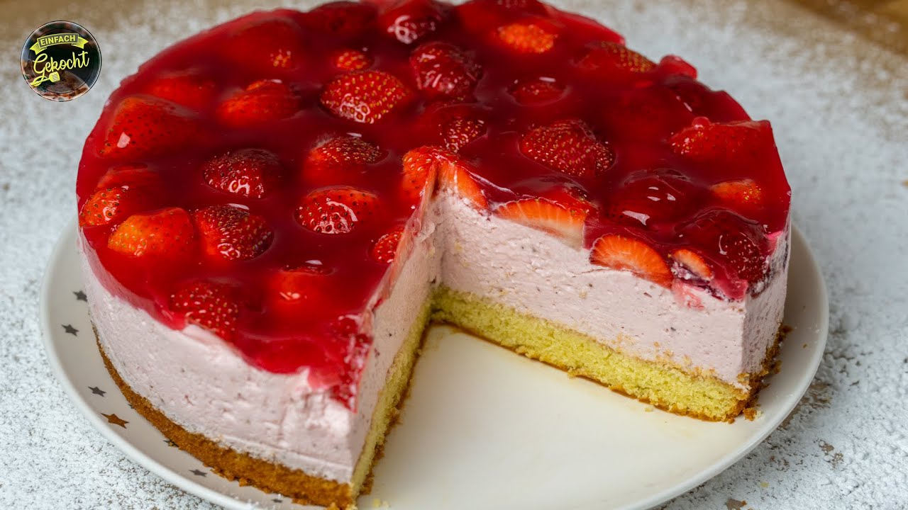 Клубничный кремовый торт с сыром и взбитыми сливками – НЕВЕРОЯТНО ВКУСНО И ПРОСТО | Рецепт блюда