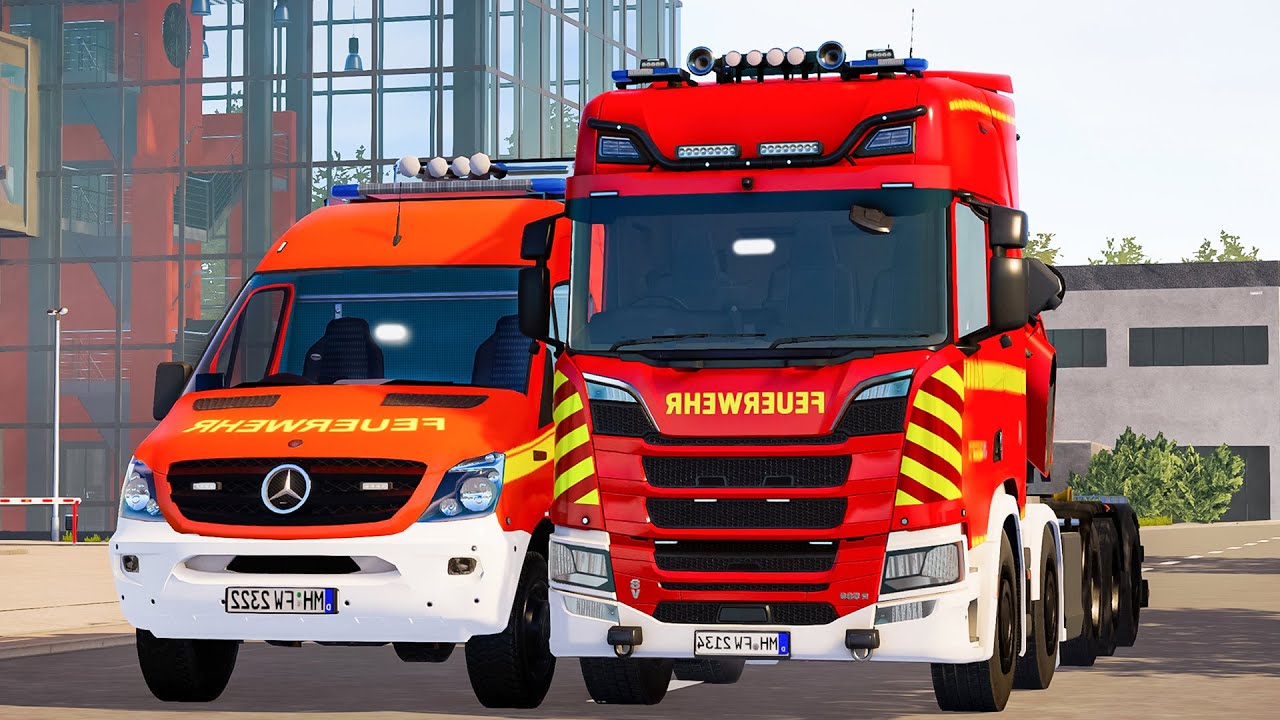Emergency Call 112 – Moravskoslezský Swap Body Vehicle & Ambulance Responding | Simulation 4K
