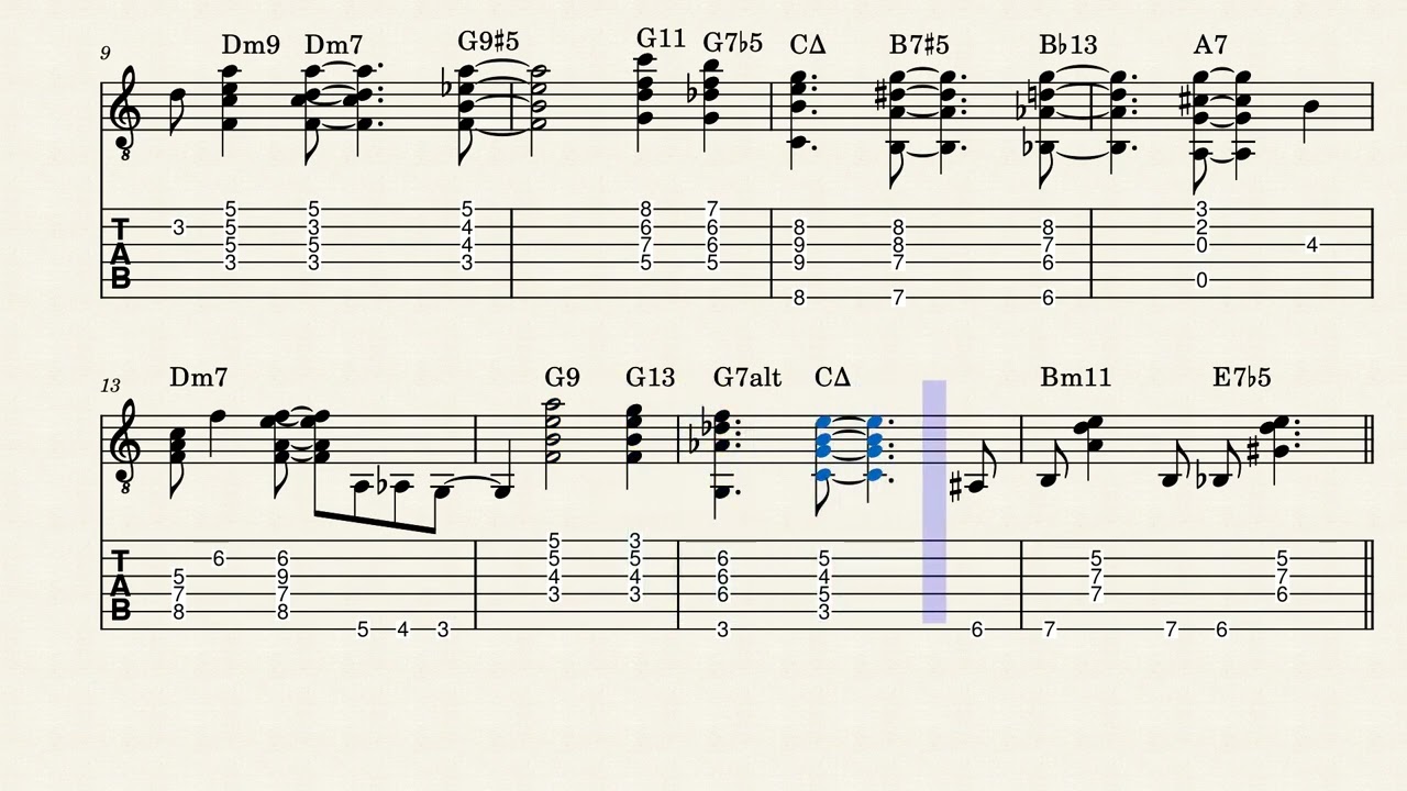 Fly Me To The Moon Jazz (guitar chords and TABS) Sheet Music, Noten, spartiti, partitura, partition)