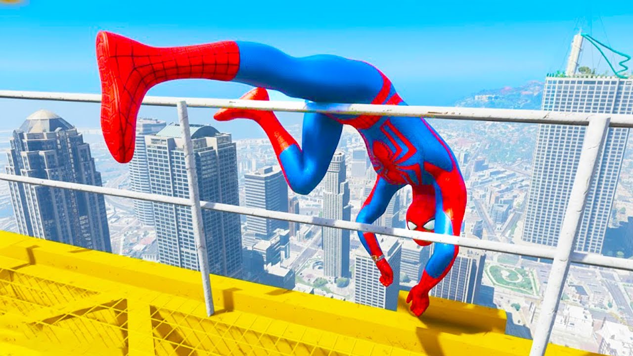SPIDERMAN CRAZY JUMPS/FALLS (GTA 5 Spider-Man Fails) #73