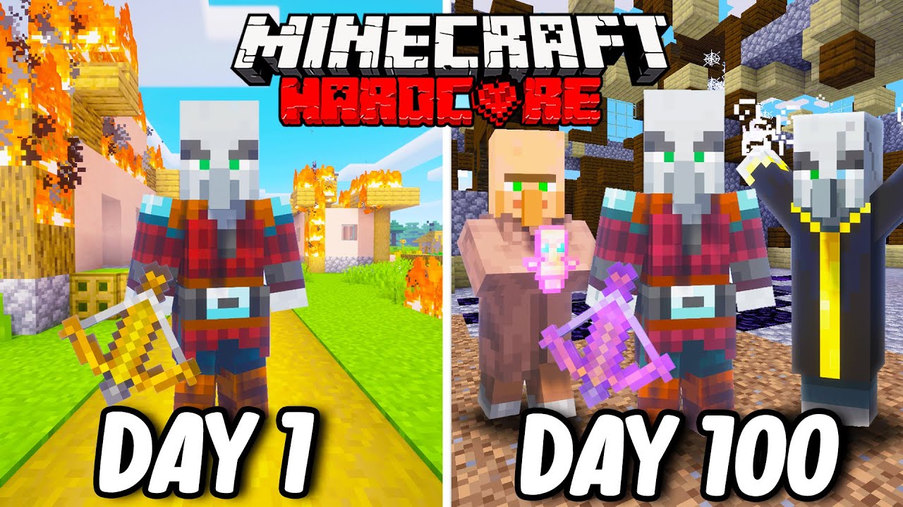 I Survived 100 Days as a PILLAGER in Hardcore Minecraft... Minecraft Hardcore 100 Days