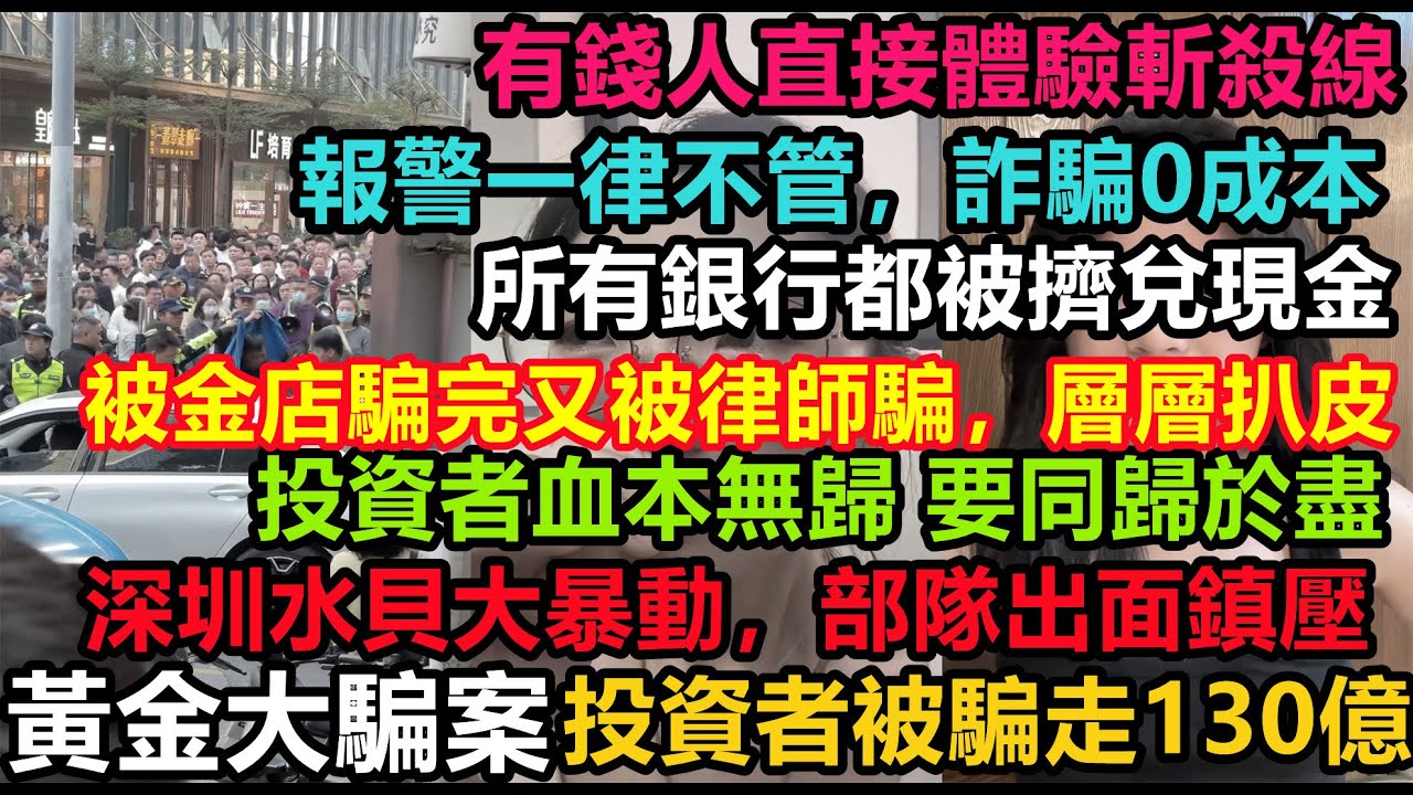 深圳水貝金店一夜騙走130億黃金，投資者維權再被律師騙，附近所有銀行都被擠兌現金，經濟亂套，做生意全靠騙#中國zs線#赤馬紅羊年#2026自救指南#杰我睿#深圳黃金
