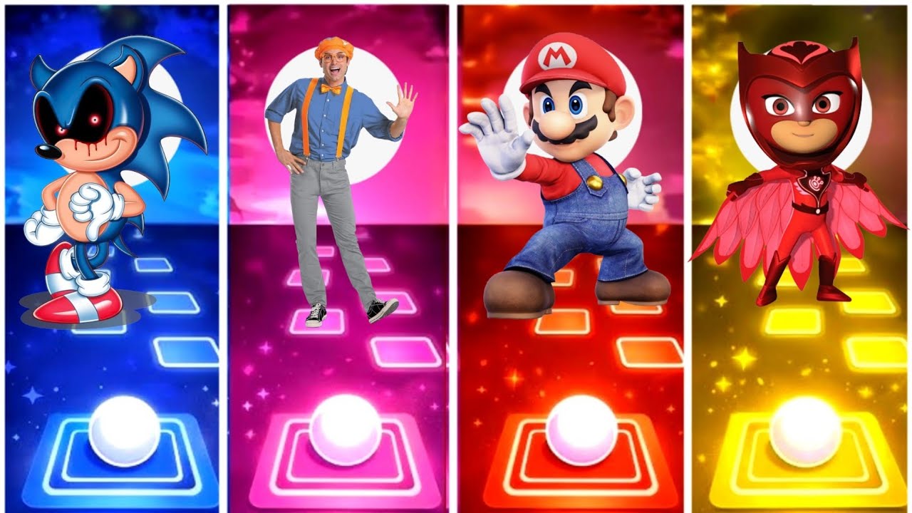 Sonic Hedgehog vs Blippi vs Mario vs Pj Masks.Tiles hope edm rush game. 