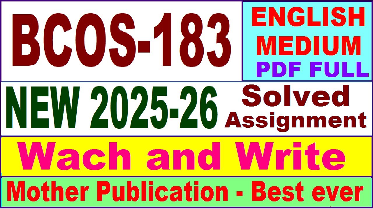 BCOS 183 solved assignment 2025-26 in English || bcos 183 solved assignment 2026 || ignou bcos183