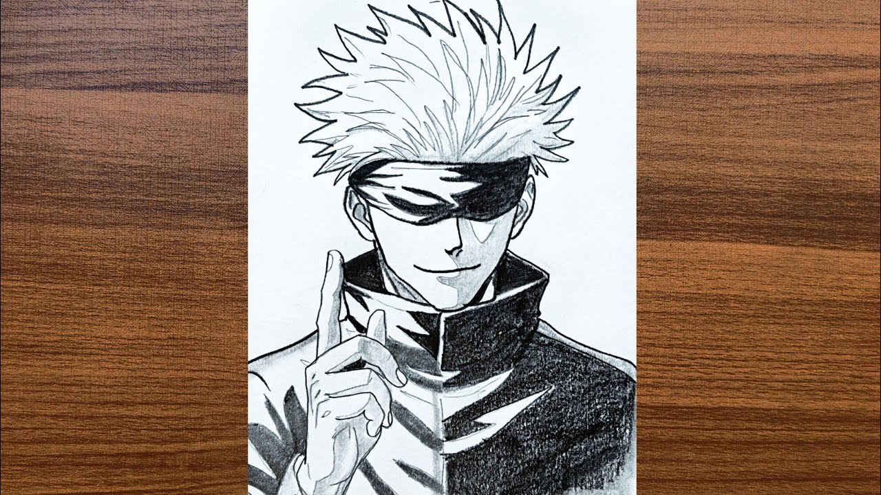 Gojo Drawing Easy | How to Draw Gojo Satoru Step by Step | Anime Character Drawing for Beginners 