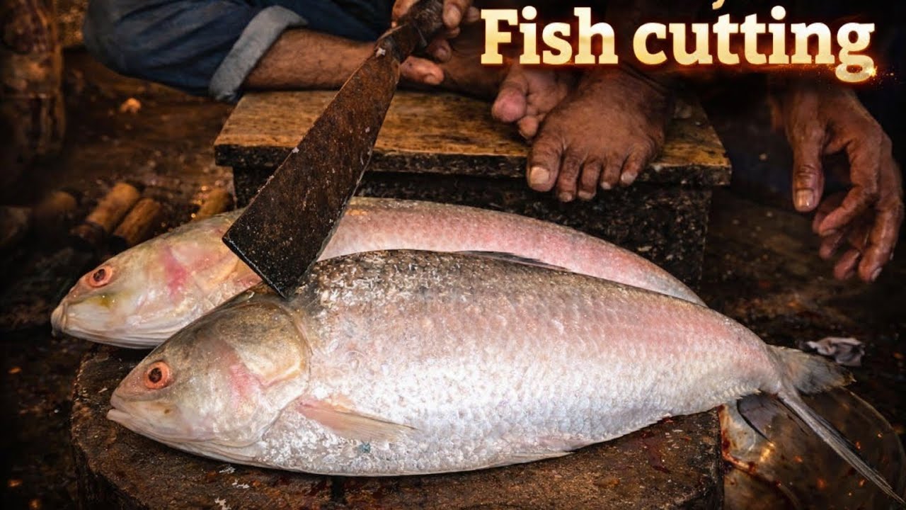 Satisfying Ilish Fish Cutting | Real Fish Market Skills