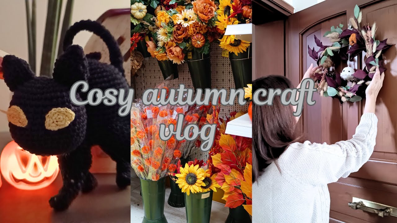 Cosy autumn craft vlog  Crochet decorations for autumn and Halloween