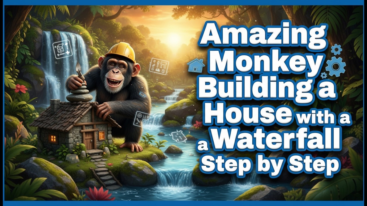 Amazing Monkey Building a House with a Waterfall Step by Step