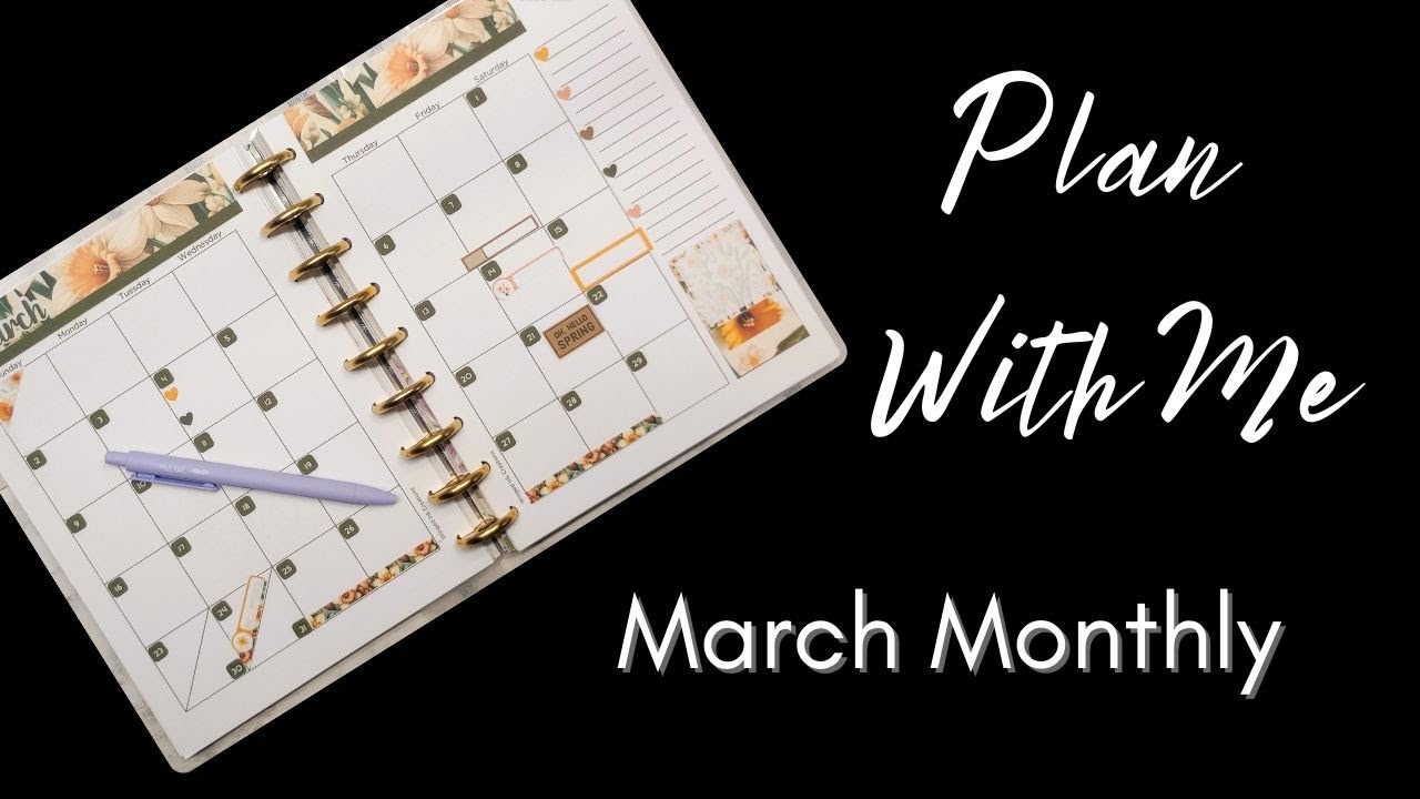 Golden Blooms & Spring Vibes!  Daffodil-Themed March Monthly Planner Spread | Plan with Me