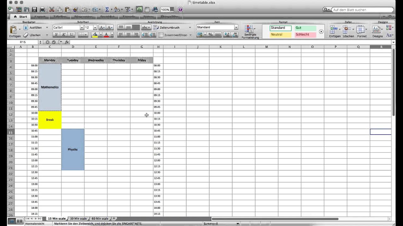 How to make a timetable in Microsoft Excel? (+free timetable file)
