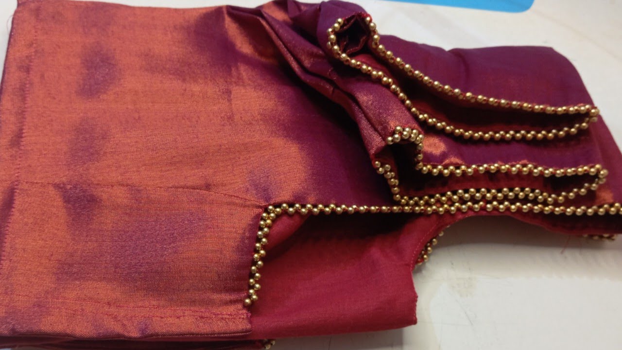 Simple bead work on stitched blouse in tamil part 1 /simple design using normal needle