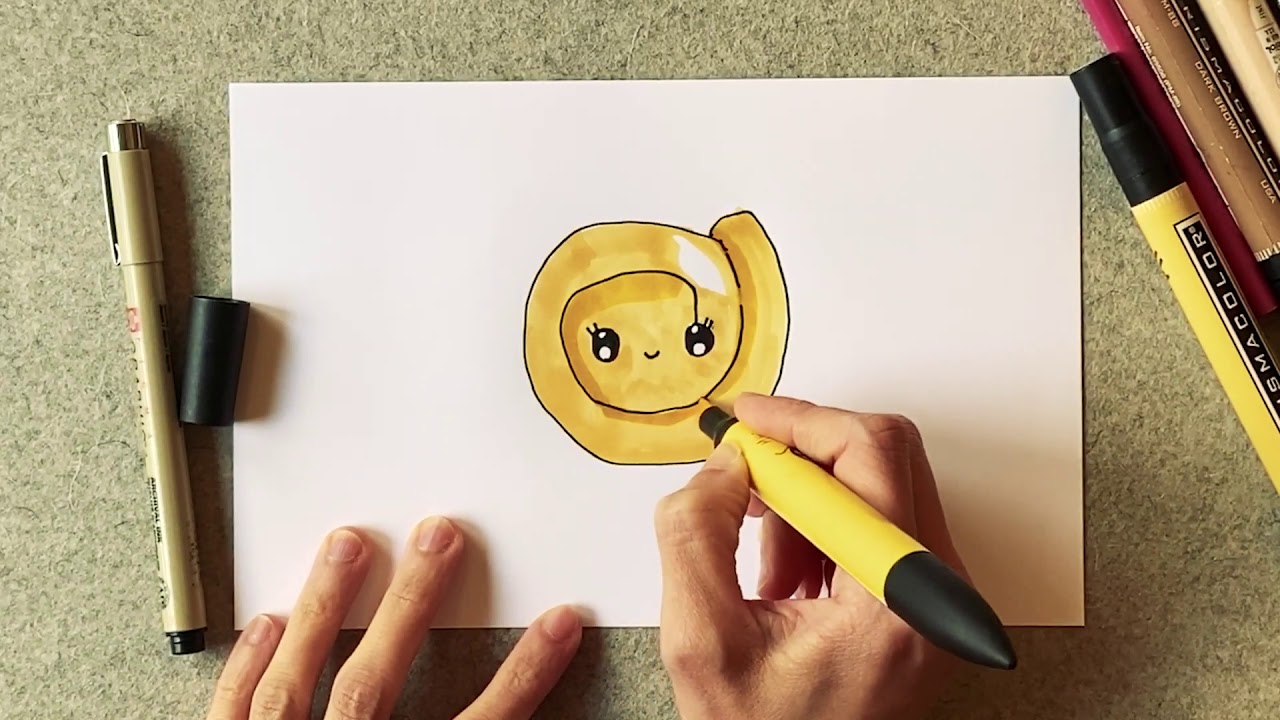 How to draw a cute french pastry - pain aux raisins