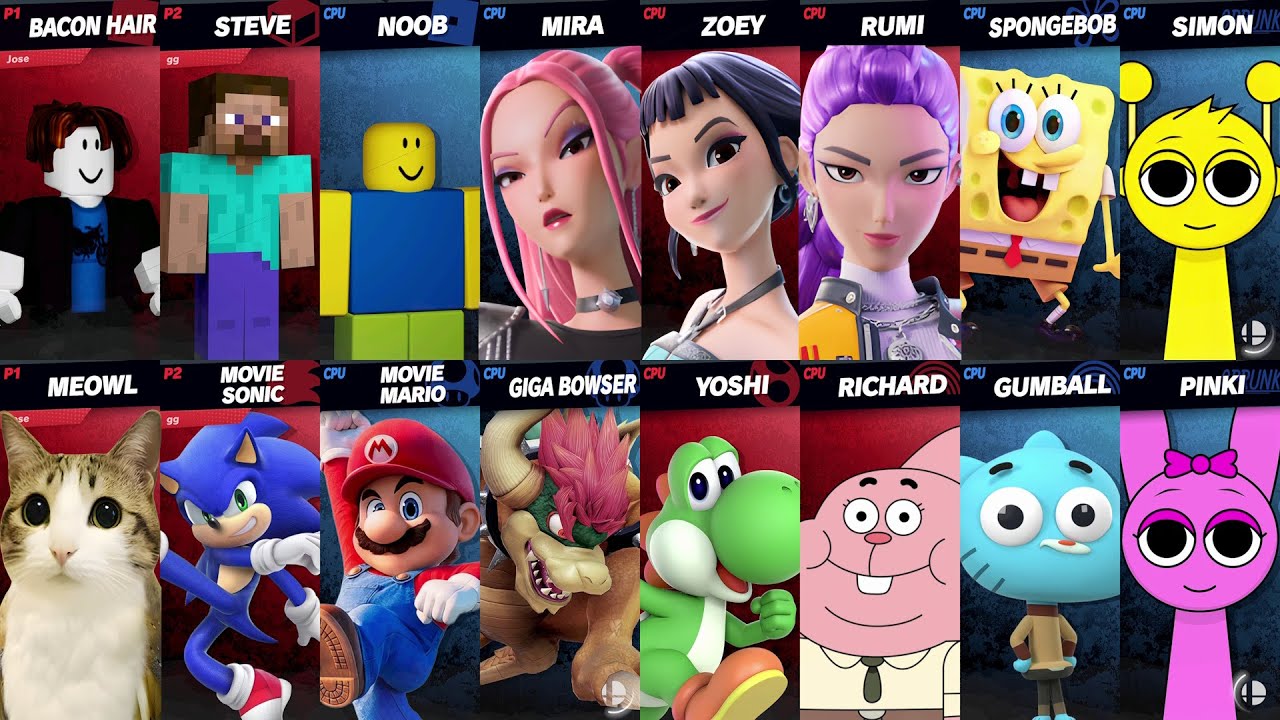NEW Sonic vs Mario vs Roblox vs Minecraft vs Fortnite vs Brainrot | Super Smash Bros Ultimate