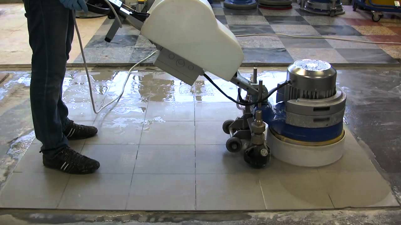 POLISHING AND GRINDING GRES FLOOR WITH KLINDEX MACHINE