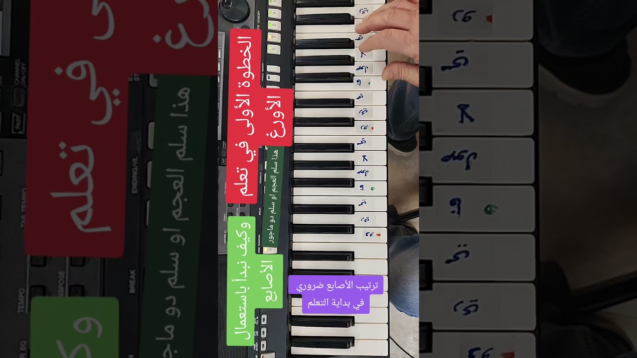 بداية التعلم على الاورغ وأسماء المفاتيح وتمرين الأصابع بثلاث طرق على سلم عجم الدو