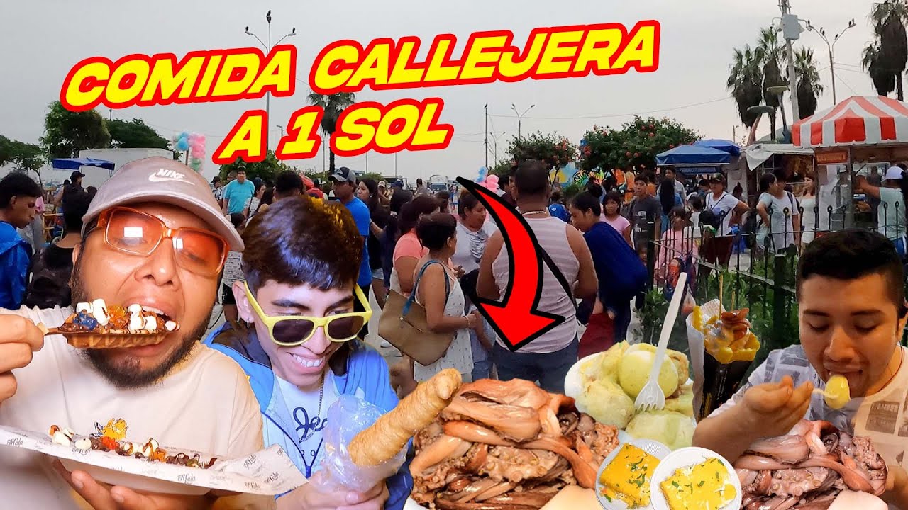 COMIDA CALLEJERA a S/1.00 SOL en LA PLAYA | DELÍCIOSO Y SÚPER BARATO 😋🍲🍗