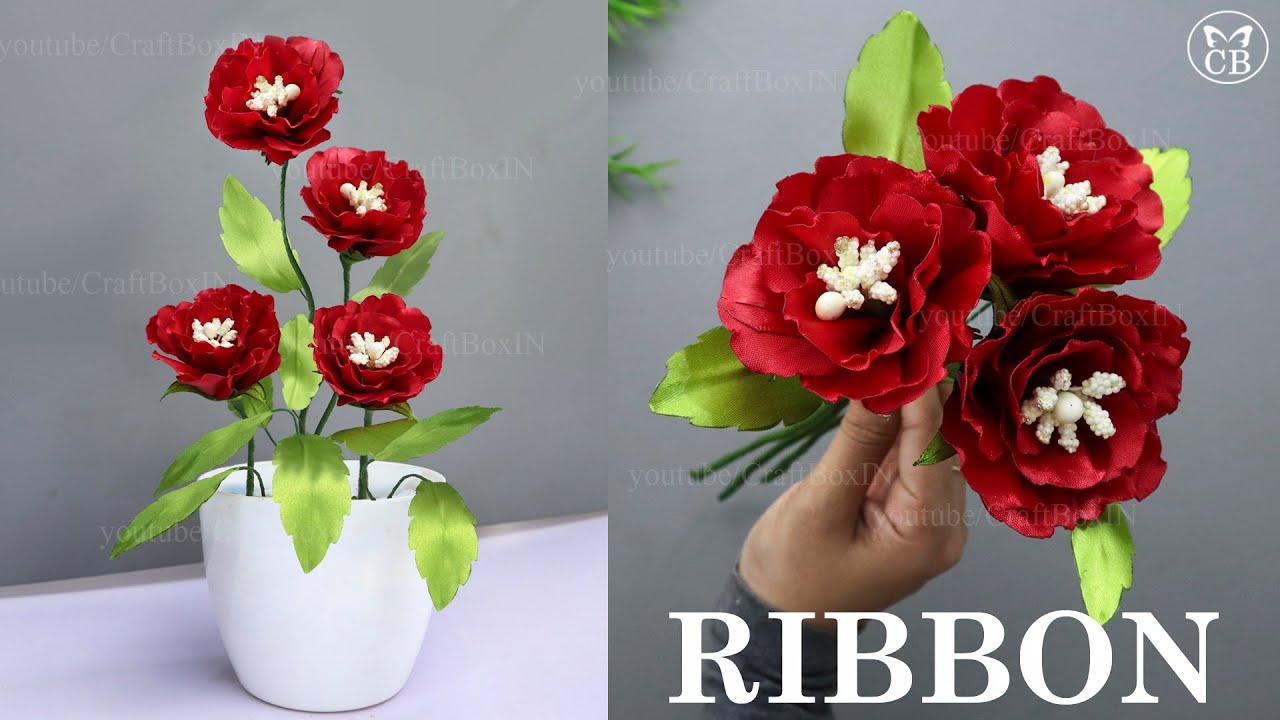 DIY Satin Ribbon Rose flowers | How to make ribbon rose | Ribbon decoration ideas | Ribbon hacks