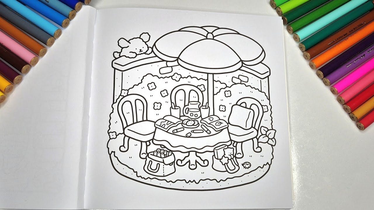 Adorable Garden Cafe Coloring 🌈 | Cute, Relaxing, Satisfying Coloring ASMR for Sleep & Stress Relief