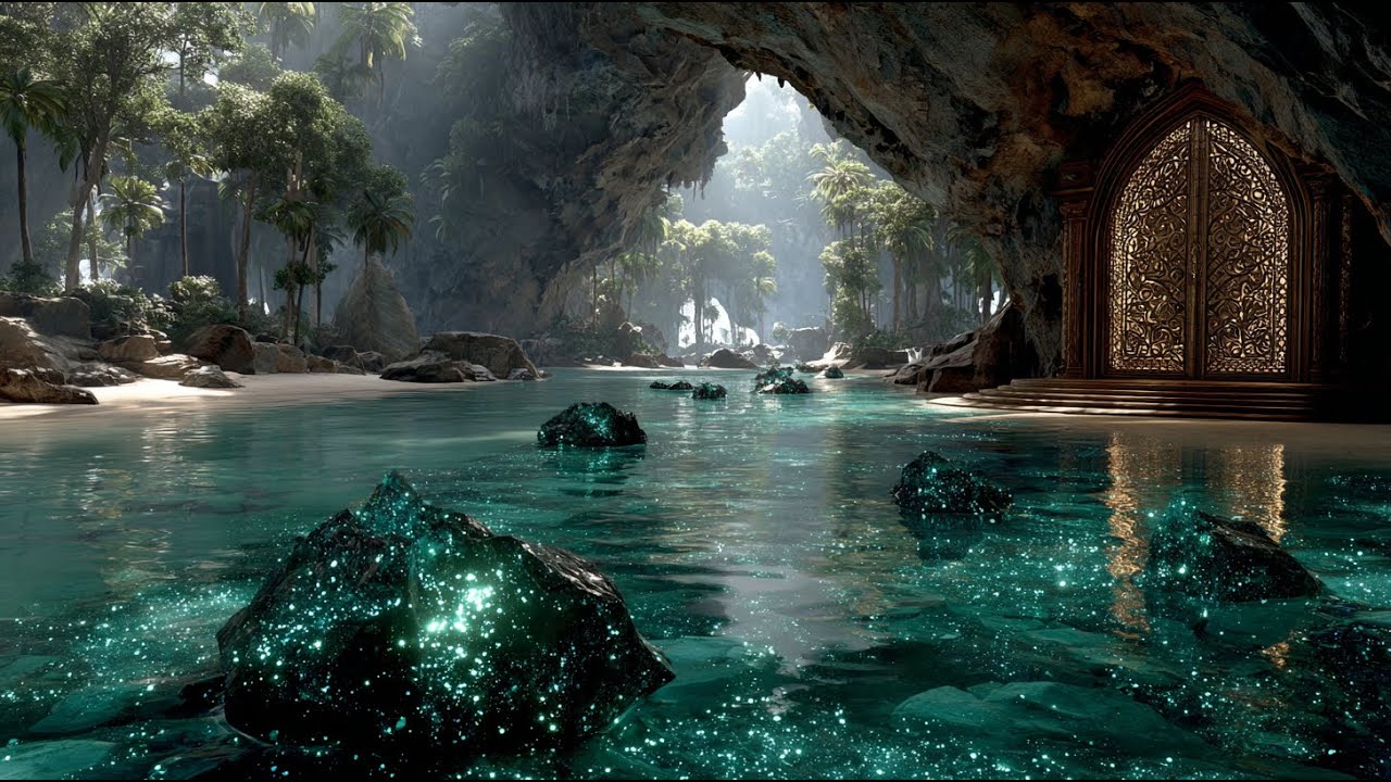 The Sunlit Lagoon Gate of the Hidden Grotto Kingdom | Medieval Fantasy Music & Animated Ambience