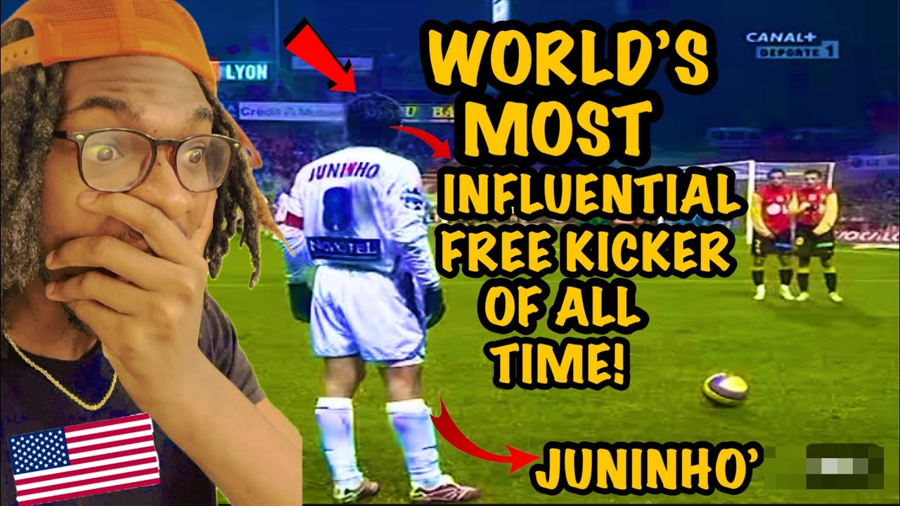 JUNINHO'S The POWERFUL MASTER of FREE KICKS| AMERICAN Reacts No One Has Matched Juninho' Free Kicks