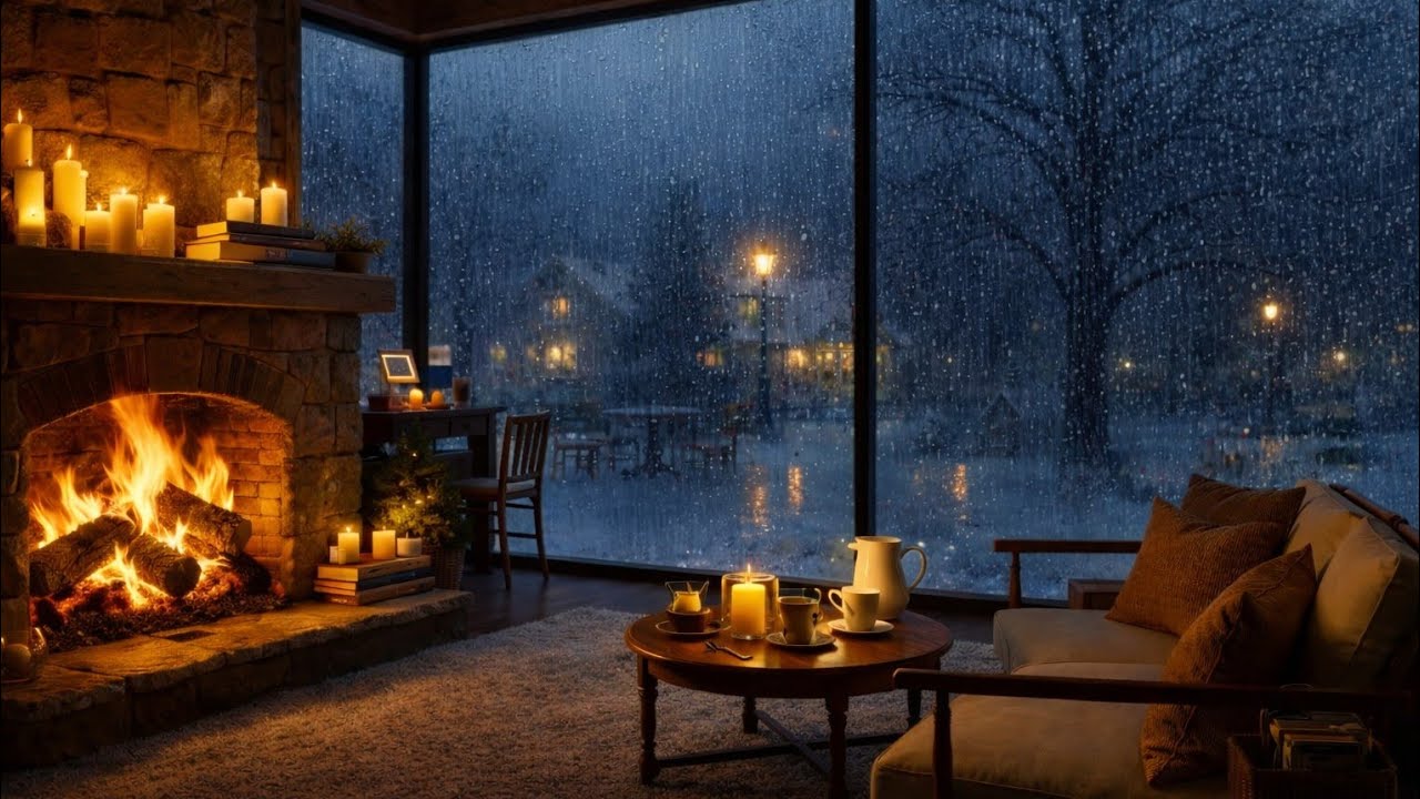 🔥Deep Sleep Ambience 🌧️ Crackling Fireplace & Rain Sounds for Instant Relaxation | Fall Asleep Fas