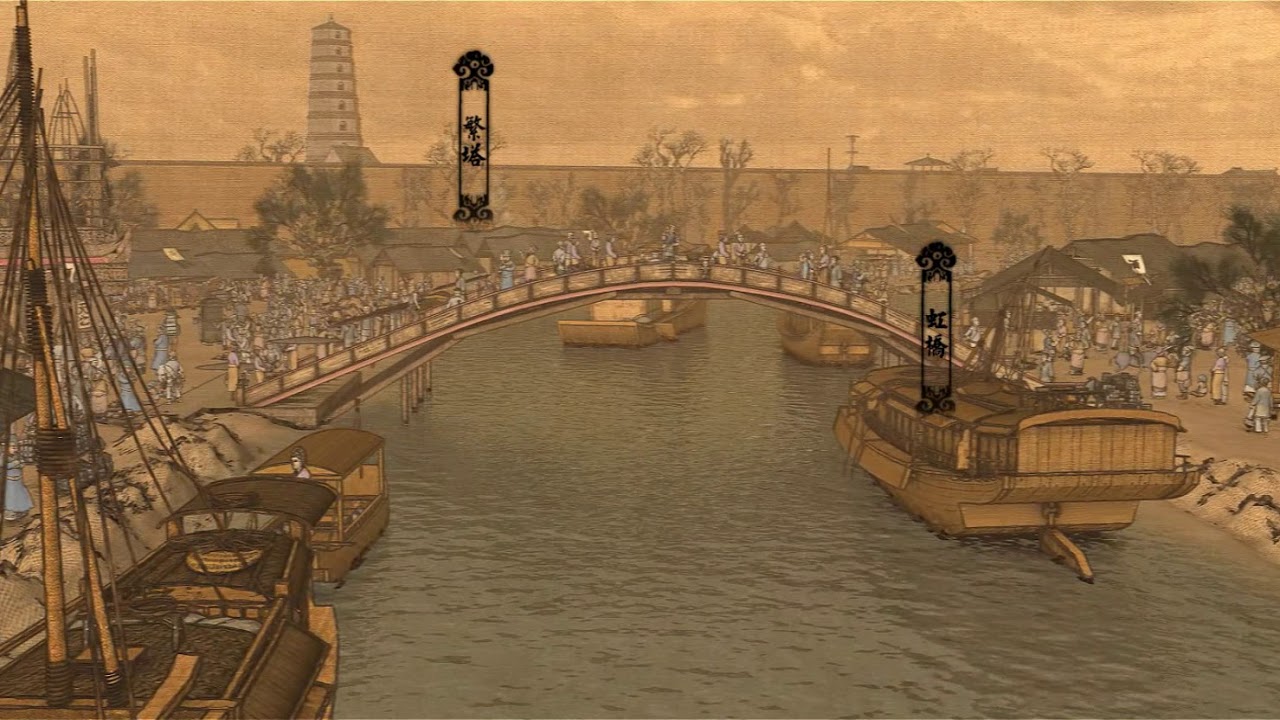 《清明上河圖》超高清宽屏全景動畫，建議投影到大螢幕，每一個細節都清晰可見--The animation of Along the River During the Qingming Festival.