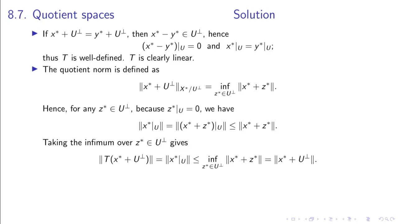 Functional Analysis_8. The Hahn–Banach Theorem_8.7.  Quotient spaces