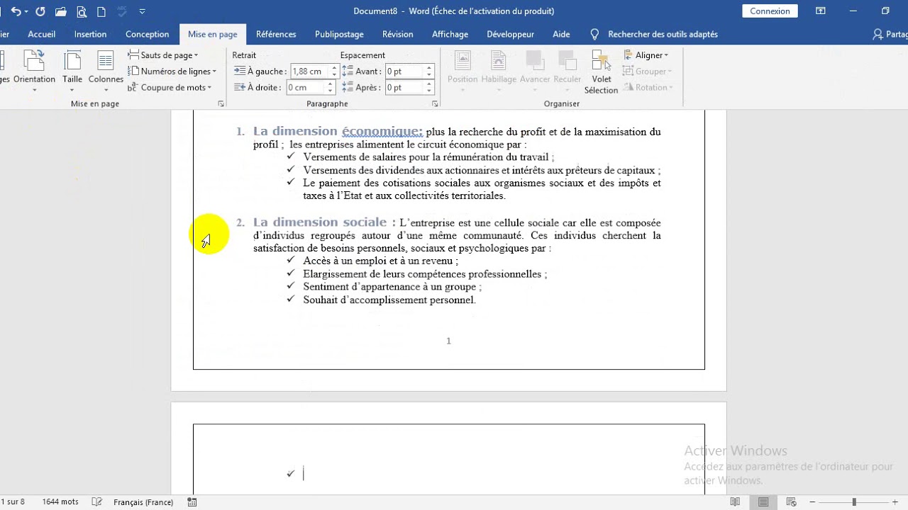 اتجاه  الصفحات orientation des pages
