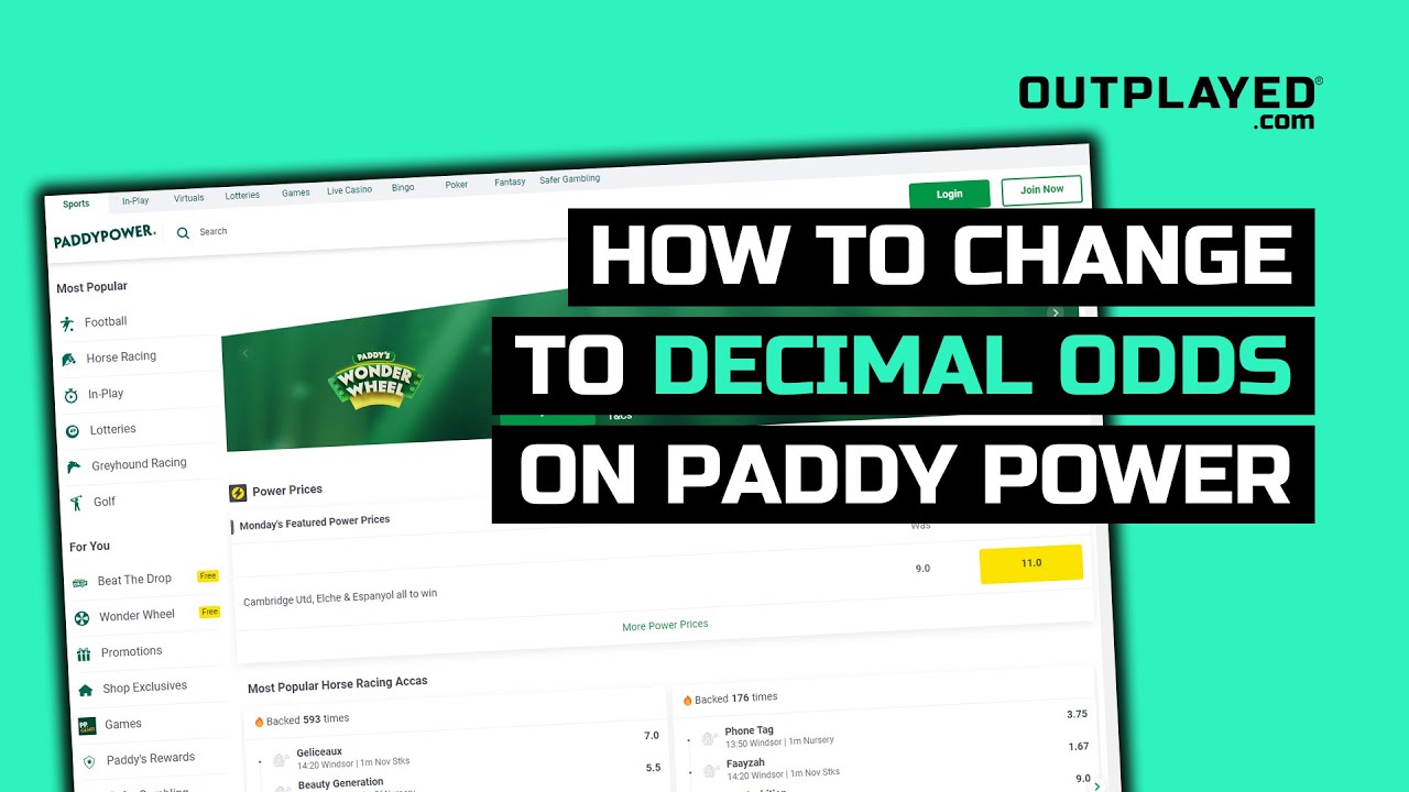 How To Change To Decimal Odds On Paddy Power | OUTPLAYED.com