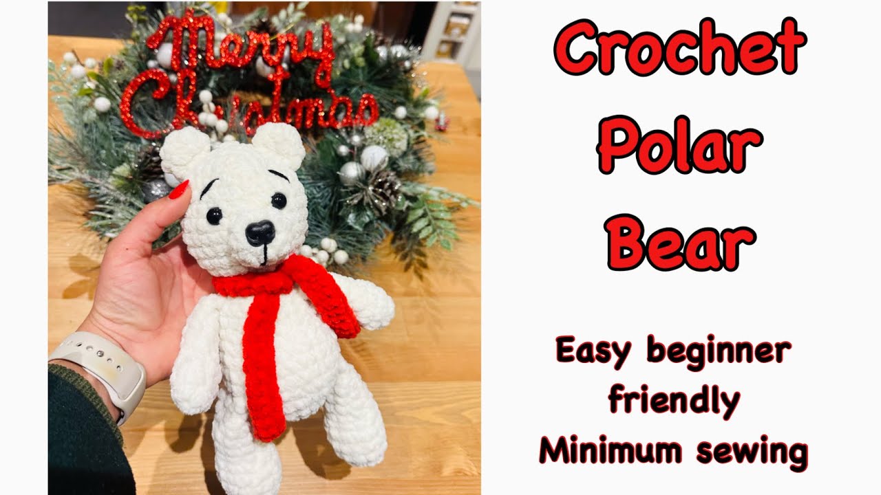 Crochet Polar Bear/ Amigurumi Bear/ beginner friendly minimum sew project