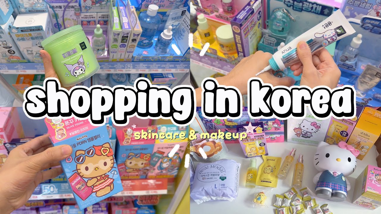 shopping in korea vlog 🇰🇷 skincare & makeup haul 🩷 Oliveyoung x Hello Kitty freebies! 올영세일