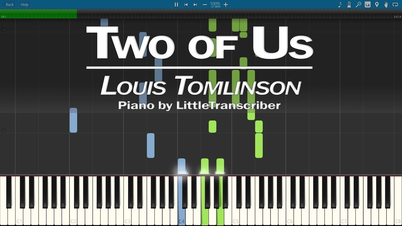 Louis Tomlinson - Two of Us (Piano Cover) Synthesia Tutorial by LittleTranscriber