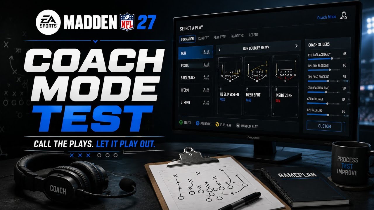 Геймплей Madden 27: тестирование настроек в режиме тренера